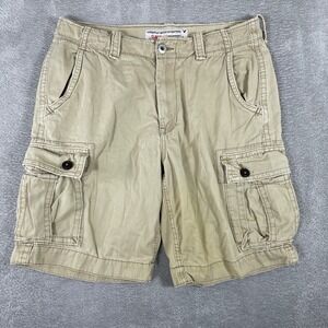 American Eagle Cargo Shorts Mens 34 Khaki Classic 100% Cotton Utility Pockets
